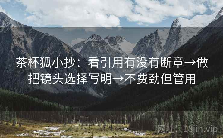 茶杯狐小抄：看引用有没有断章→做把镜头选择写明→不费劲但管用